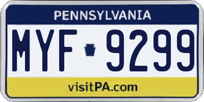PA license plate MYF9299