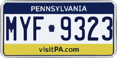 PA license plate MYF9323