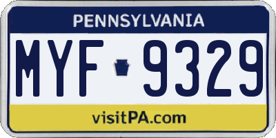 PA license plate MYF9329