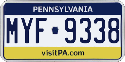 PA license plate MYF9338