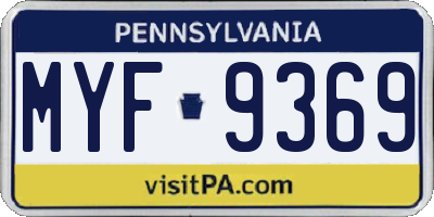 PA license plate MYF9369