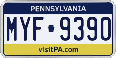 PA license plate MYF9390