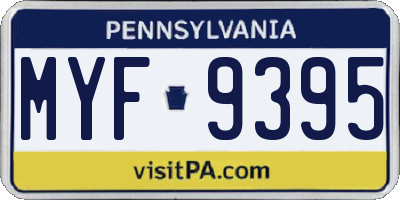 PA license plate MYF9395