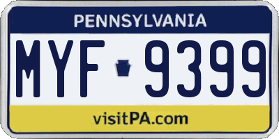 PA license plate MYF9399
