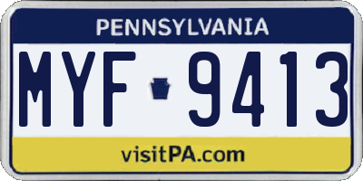 PA license plate MYF9413