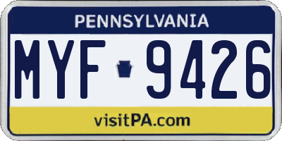 PA license plate MYF9426