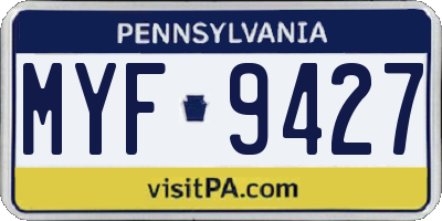 PA license plate MYF9427