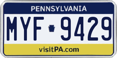 PA license plate MYF9429
