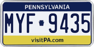 PA license plate MYF9435
