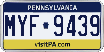 PA license plate MYF9439