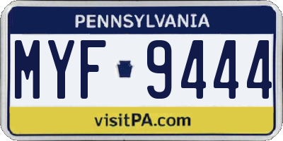 PA license plate MYF9444