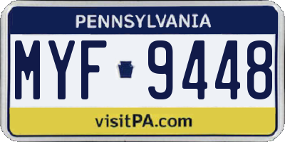 PA license plate MYF9448