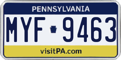 PA license plate MYF9463