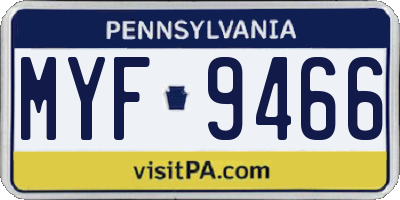 PA license plate MYF9466