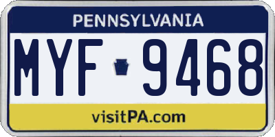 PA license plate MYF9468