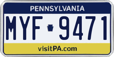 PA license plate MYF9471