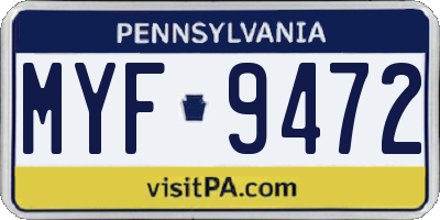 PA license plate MYF9472