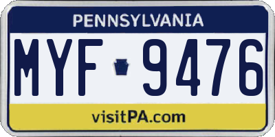 PA license plate MYF9476