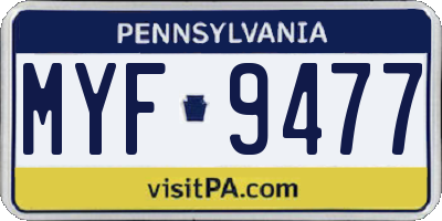 PA license plate MYF9477