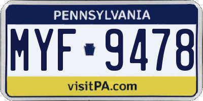 PA license plate MYF9478