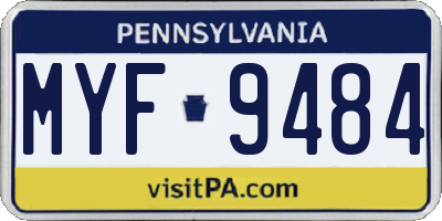PA license plate MYF9484