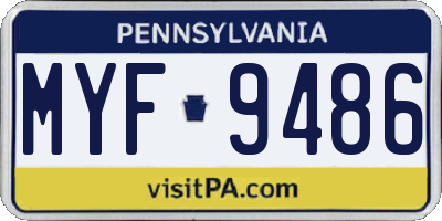PA license plate MYF9486