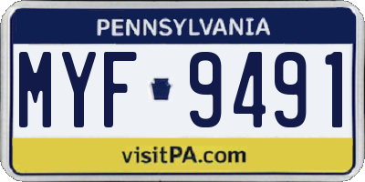 PA license plate MYF9491