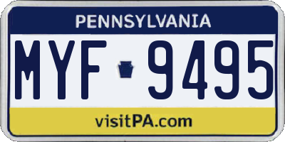 PA license plate MYF9495