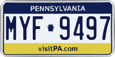 PA license plate MYF9497