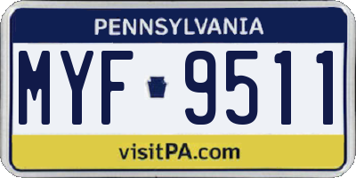 PA license plate MYF9511