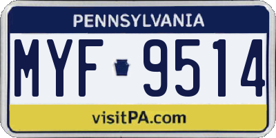 PA license plate MYF9514
