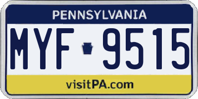 PA license plate MYF9515
