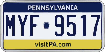 PA license plate MYF9517