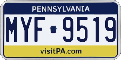 PA license plate MYF9519