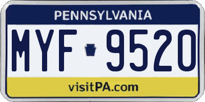 PA license plate MYF9520