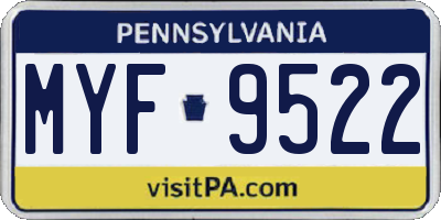 PA license plate MYF9522