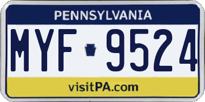PA license plate MYF9524
