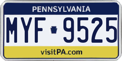 PA license plate MYF9525