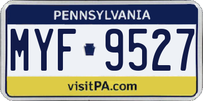 PA license plate MYF9527