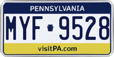 PA license plate MYF9528