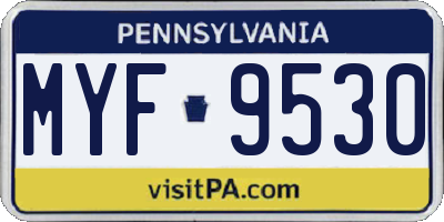 PA license plate MYF9530