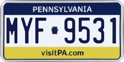 PA license plate MYF9531