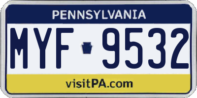 PA license plate MYF9532