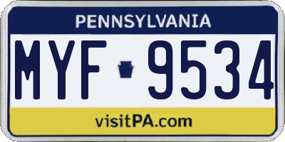 PA license plate MYF9534