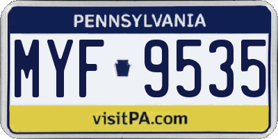 PA license plate MYF9535