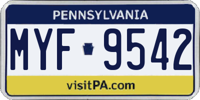 PA license plate MYF9542