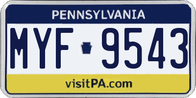 PA license plate MYF9543