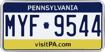 PA license plate MYF9544