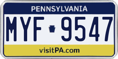 PA license plate MYF9547