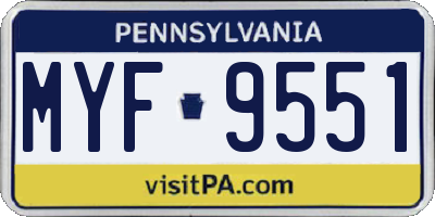 PA license plate MYF9551